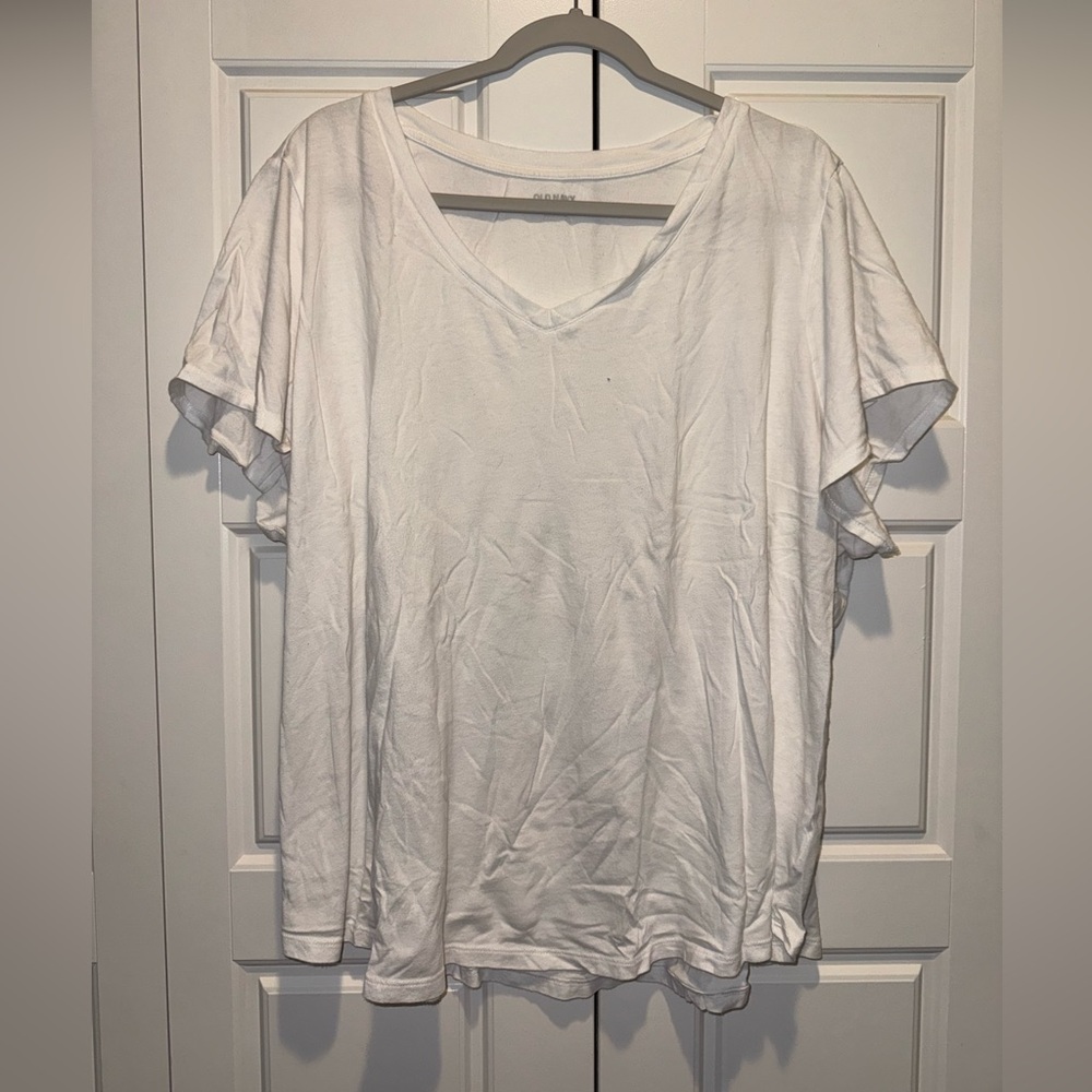 Old Navy Women's White V-Neck Short Sleeve Top 3XL